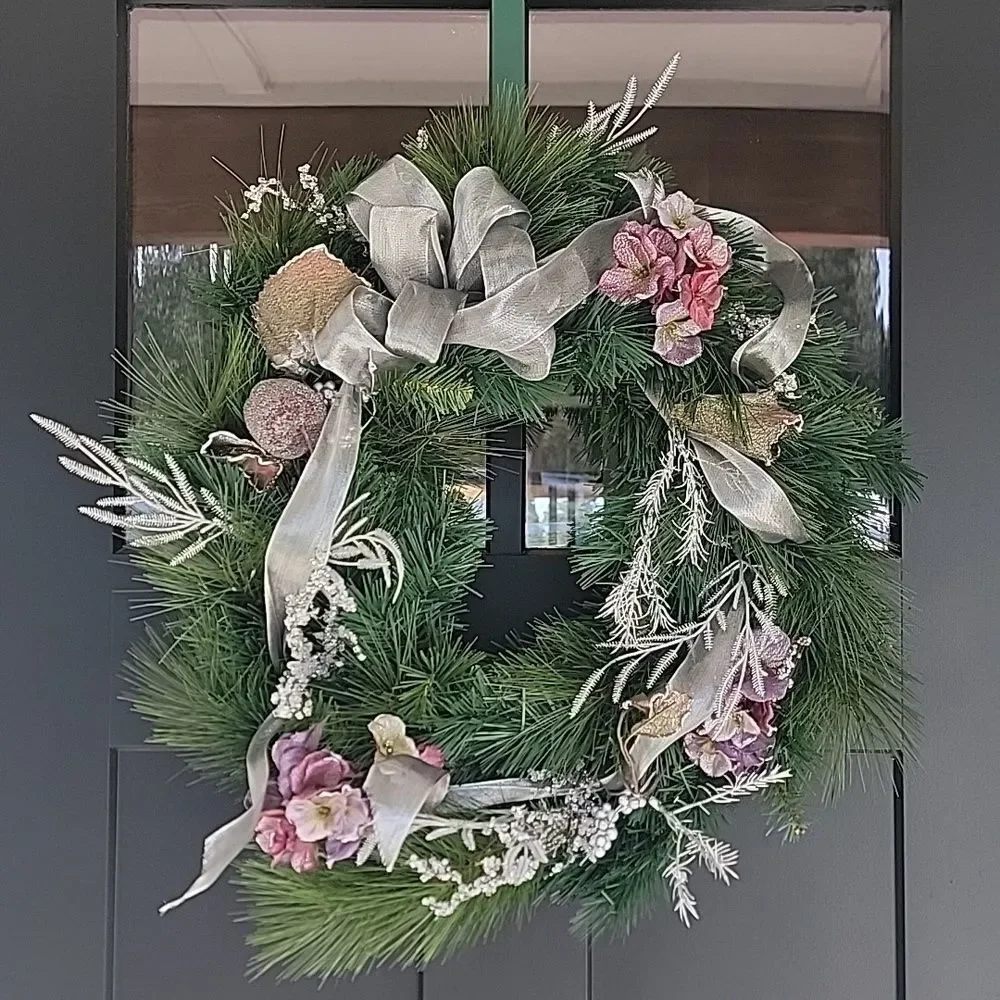 Christmas Wreath Silver & Purple Decor Approximately 20